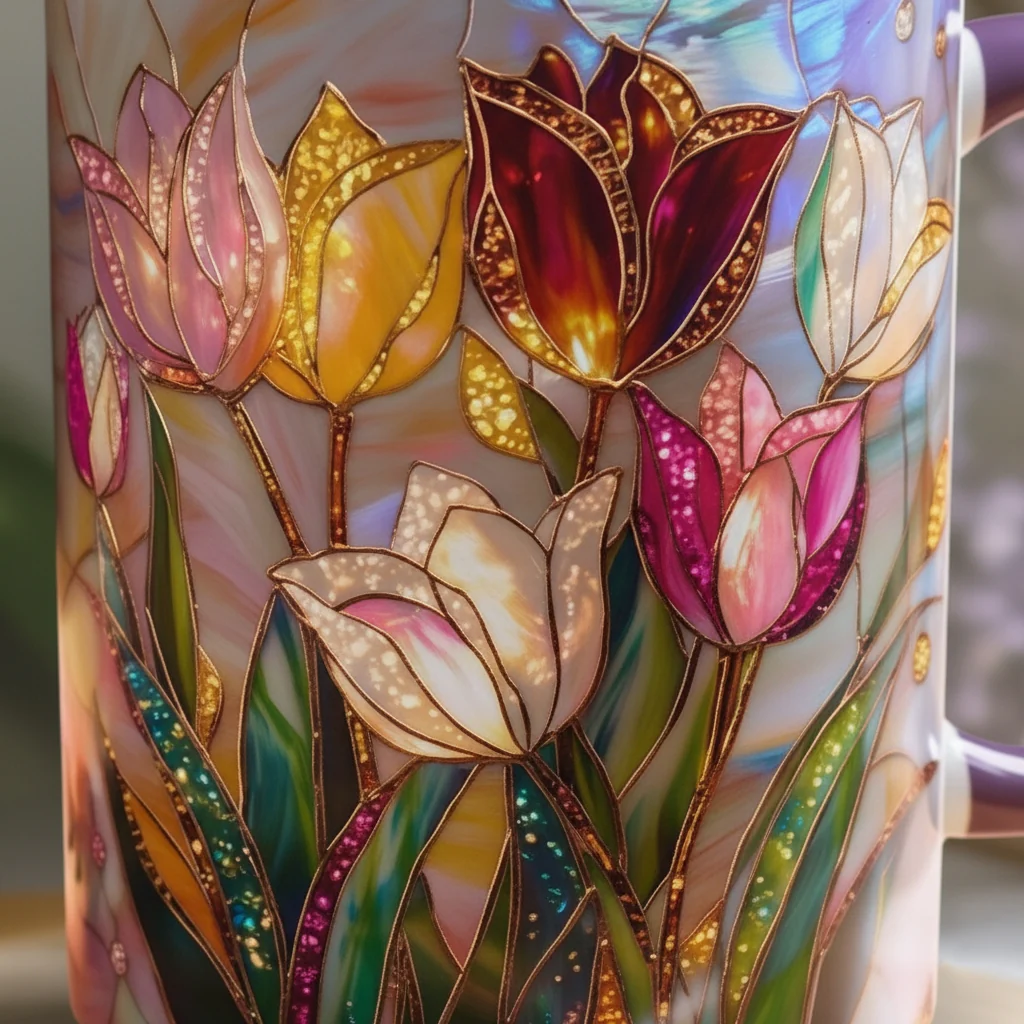 🔥Hot Sale-- Eternal Spring: Stained-Glass Style Tulip Mug - Image 6