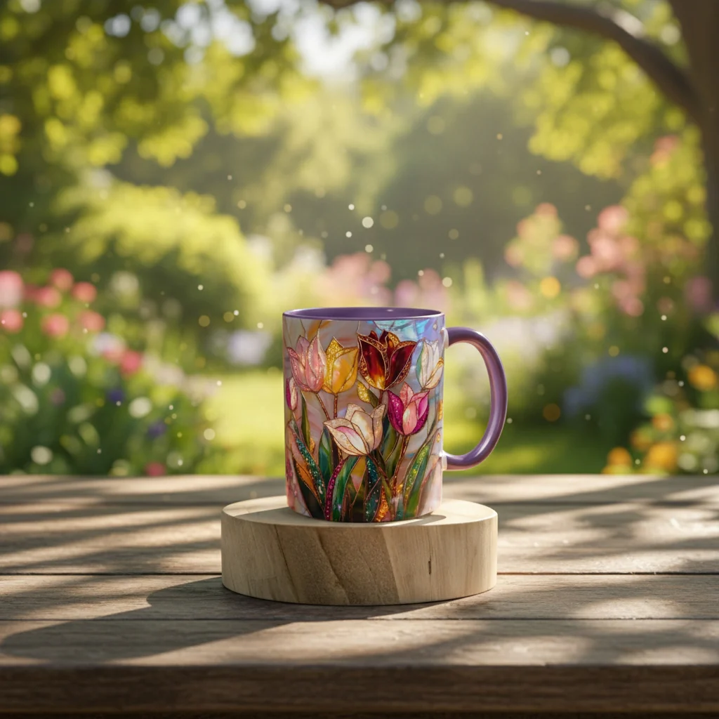 🔥Hot Sale-- Eternal Spring: Stained-Glass Style Tulip Mug - Image 7
