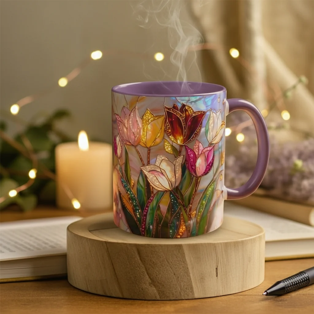 🔥Hot Sale-- Eternal Spring: Stained-Glass Style Tulip Mug - Image 8