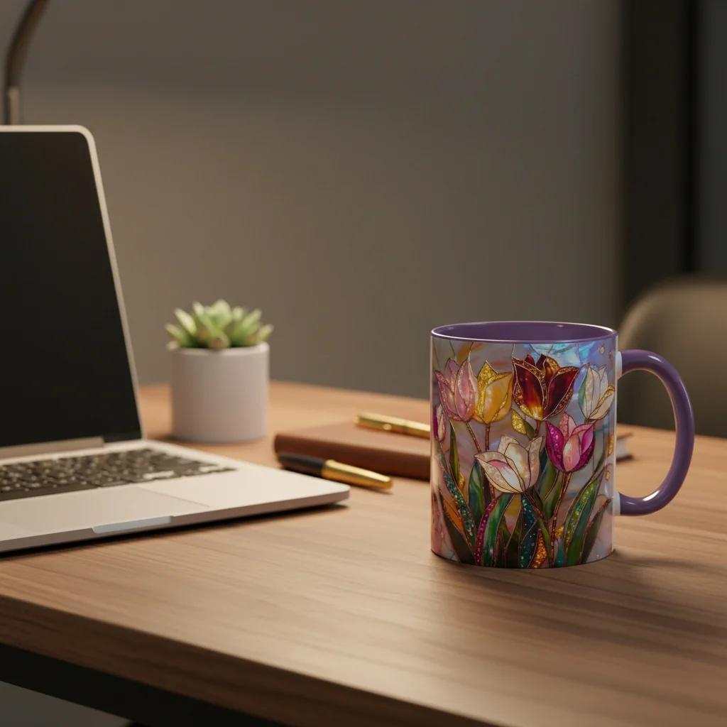 🔥Hot Sale-- Eternal Spring: Stained-Glass Style Tulip Mug - Image 9