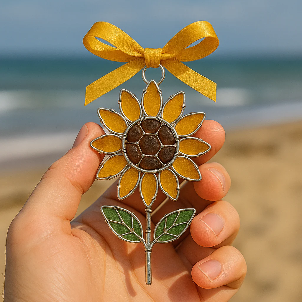 🌻Sunflower Sea Glass Ornament - Image 3