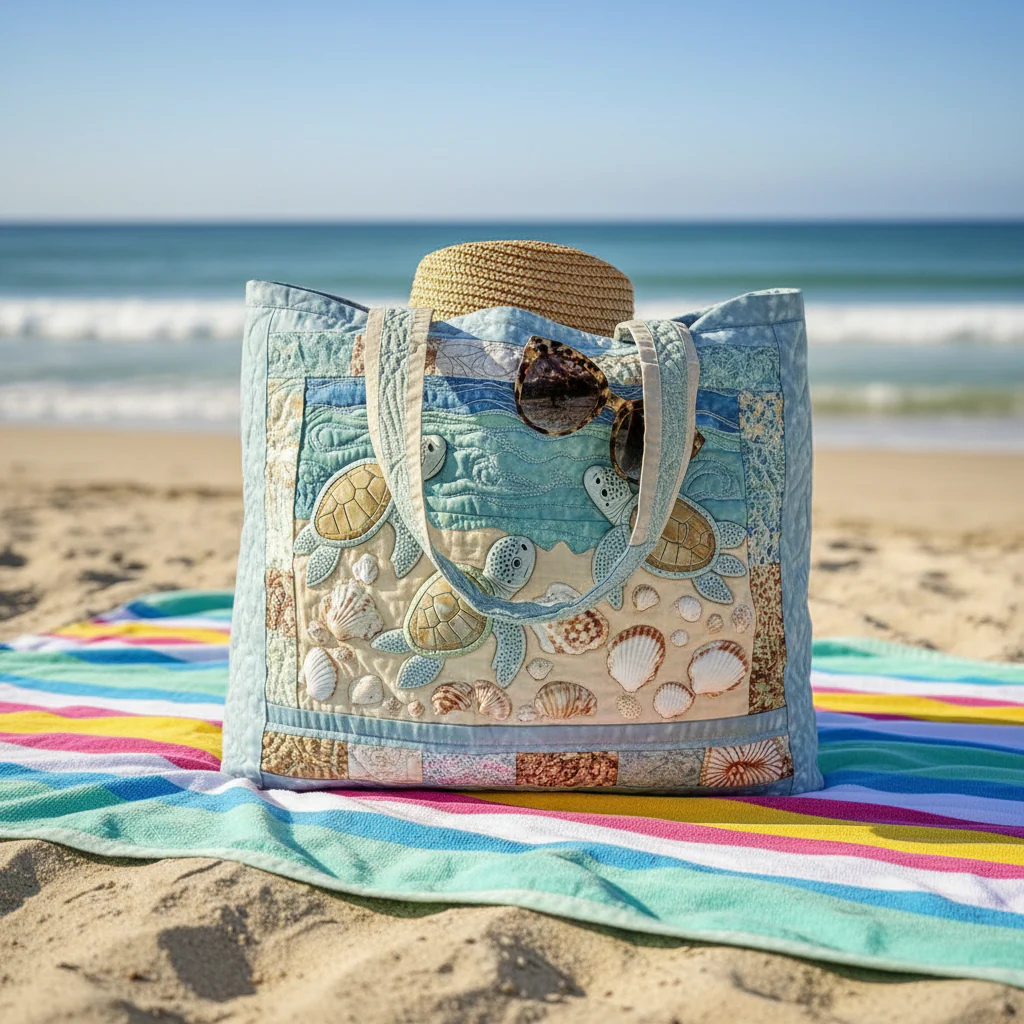Turtle Quilted Tote Bag - Image 2
