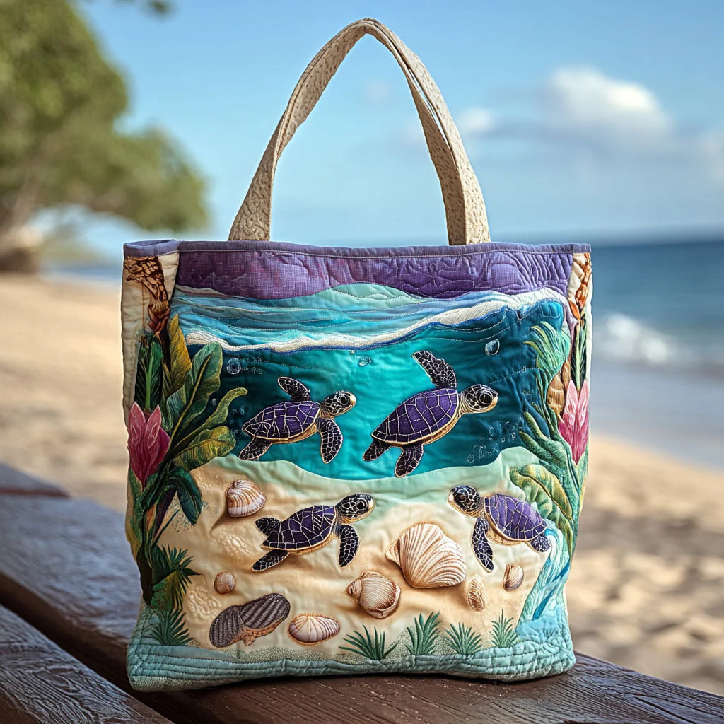 Turtle Quilted Tote Bag - Image 6
