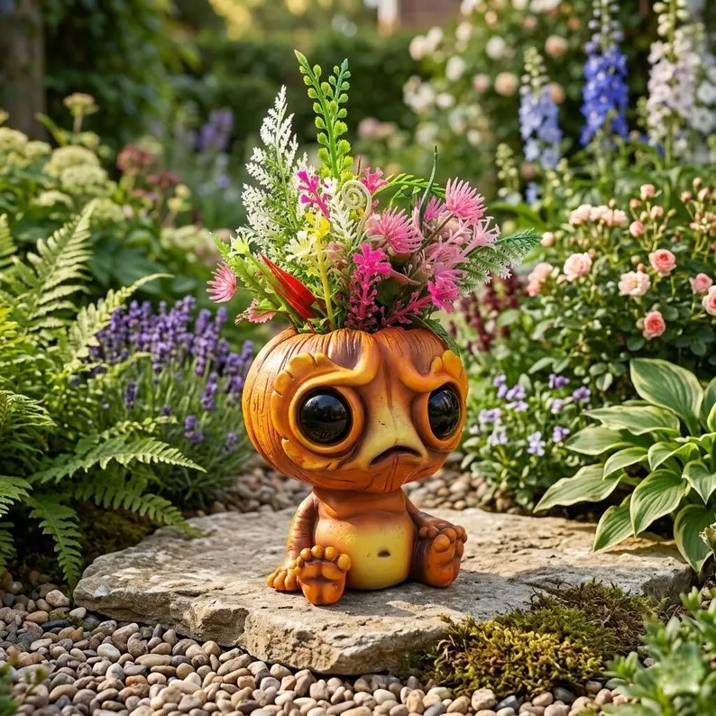🌸Unique Resin Sitting Planter Cute Animal Flower Pot Succulent Container Decorative Garden Sculpture Indoor Outdoor Pot Gift for Plant Lover - Image 3