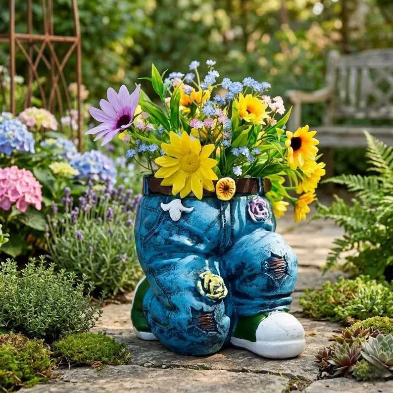 🌸Unique Resin Sitting Planter Cute Animal Flower Pot Succulent Container Decorative Garden Sculpture Indoor Outdoor Pot Gift for Plant Lover - Image 4