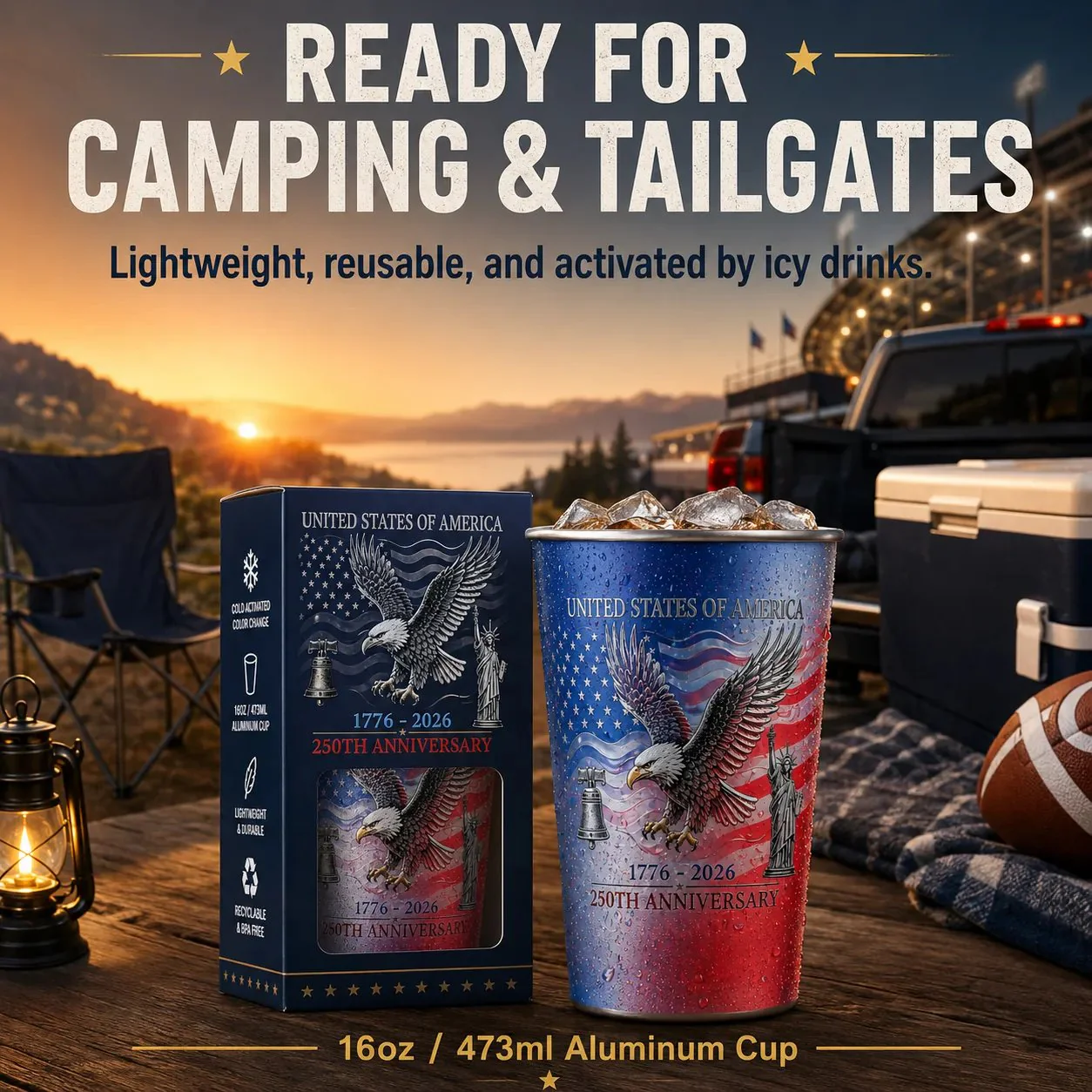 🦅 Pour Ice-Cold Beer | USA 250th Anniversary Color Changing Cup 🎉 - Image 4