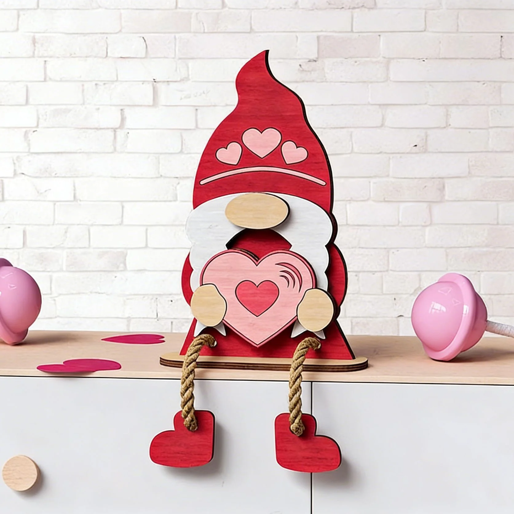 šValentineās Day Wooden Gnome Decoration - Image 2
