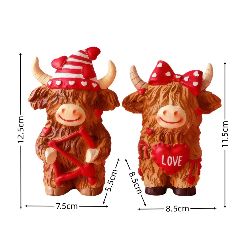 Valentine's Day Highland Cow Couple Figurines - Image 7