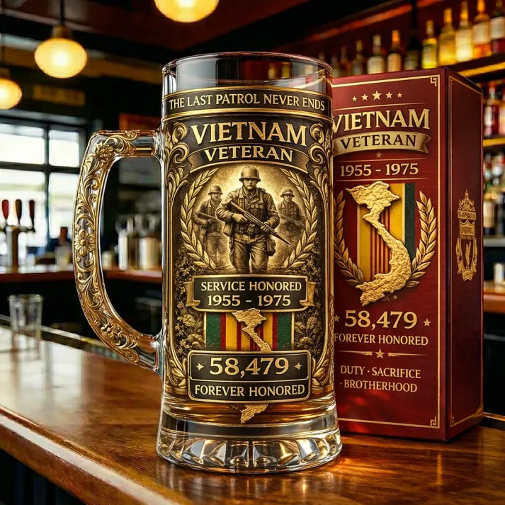 ❤️Vietnam Veteran Anniversary Beer Stein Glass - Image 5