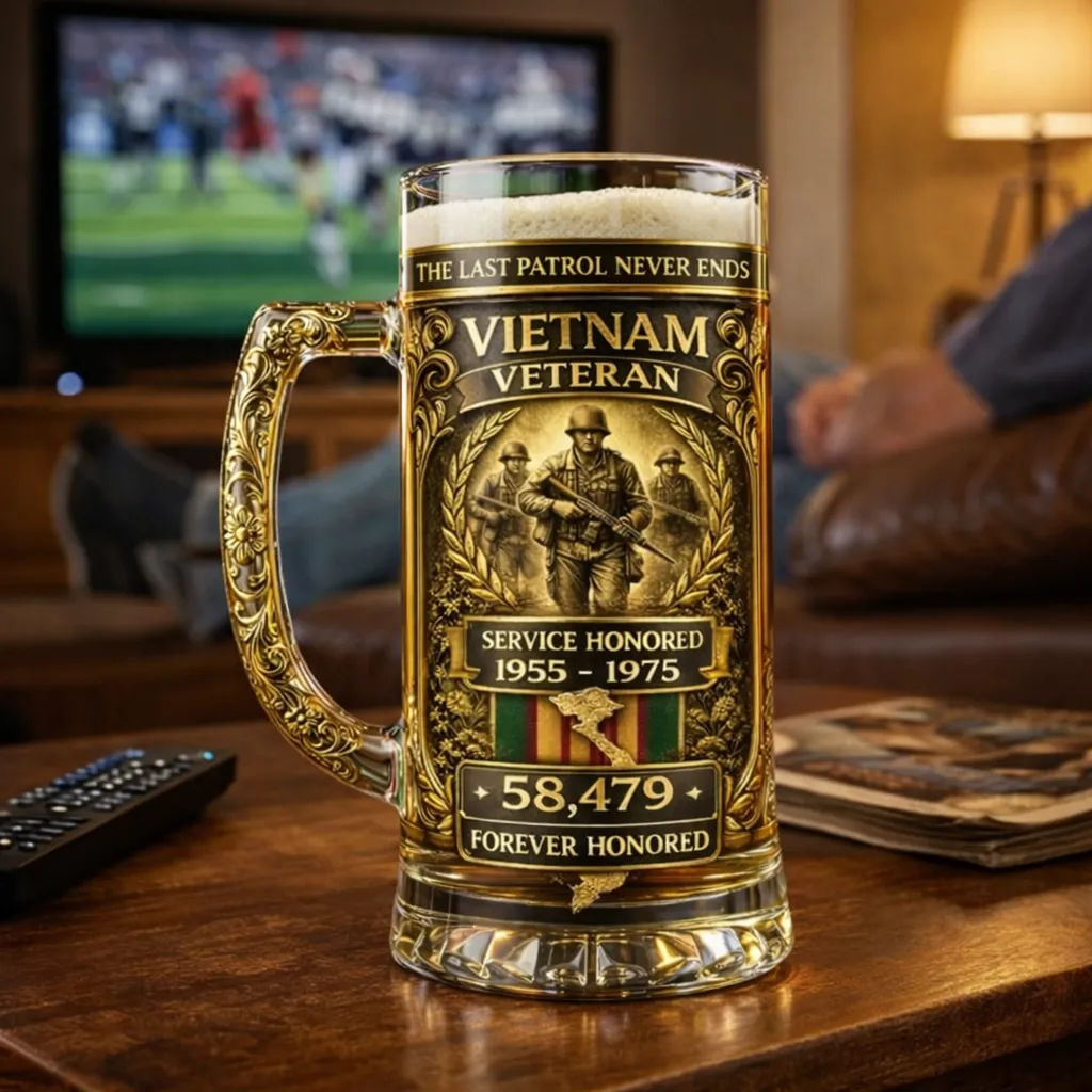 ❤️Vietnam Veteran Anniversary Beer Stein Glass - Image 6