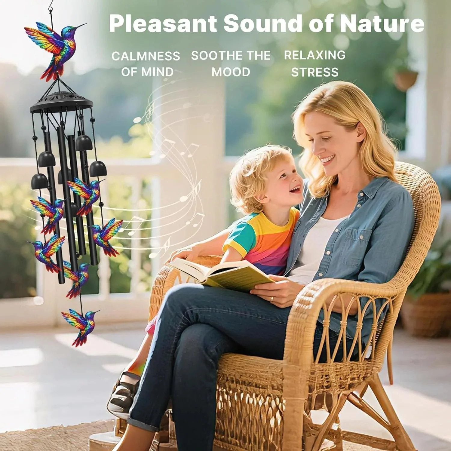🔥🔥Juneteenth 49% OFF-🐦Vintage Colorful Hummingbird Wind Chime with Metal Tubes and Bells - Image 2