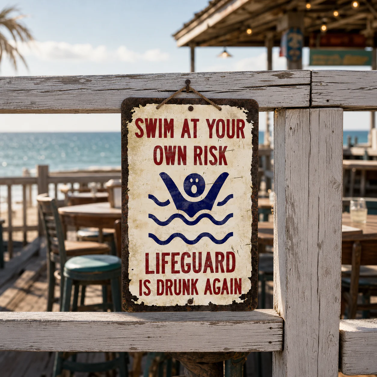 Vintage "Lifeguard Is Drunk Again" Pool Sign – Funny Metal Pool Wall Decor 😂🍻 - Image 6
