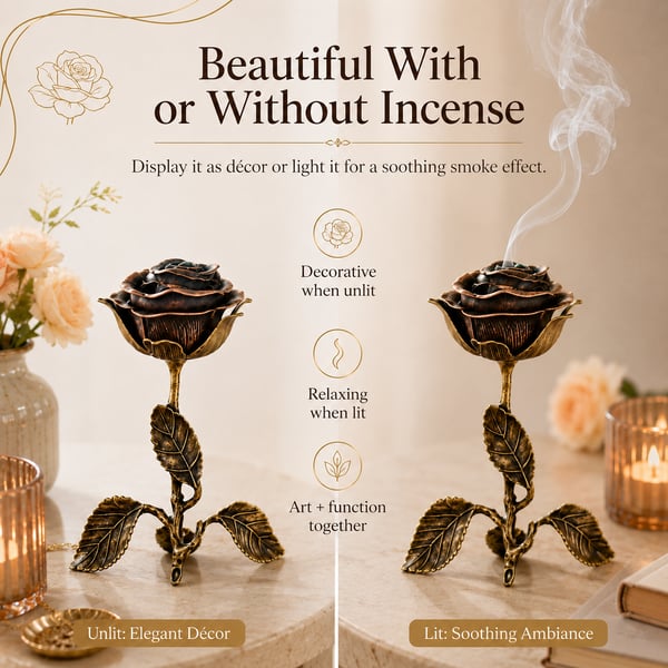 🌹💕 Vintage Rose Incense Burner – A Thoughtful Gift for Meditation & Relaxation Lovers ✨🕯️ - Image 4