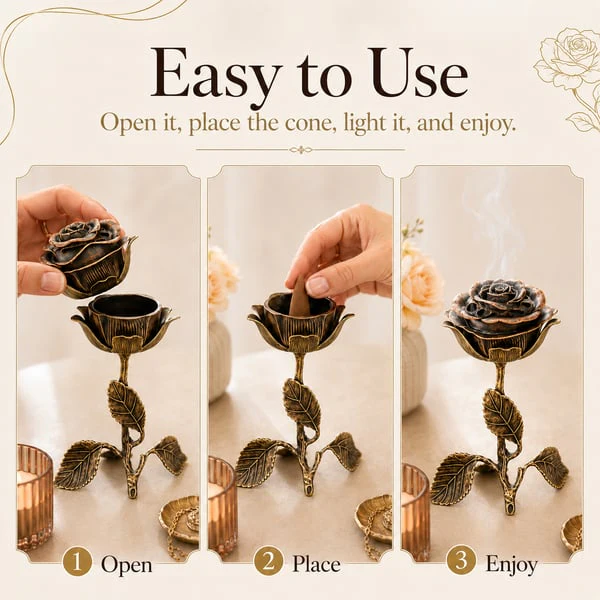 🌹💕 Vintage Rose Incense Burner – A Thoughtful Gift for Meditation & Relaxation Lovers ✨🕯️ - Image 9