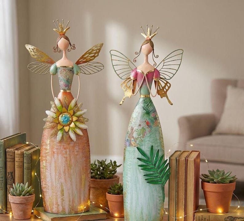 Whimsical Fairy Garden Metal Statues – Enchanted Angel Decor - Image 3
