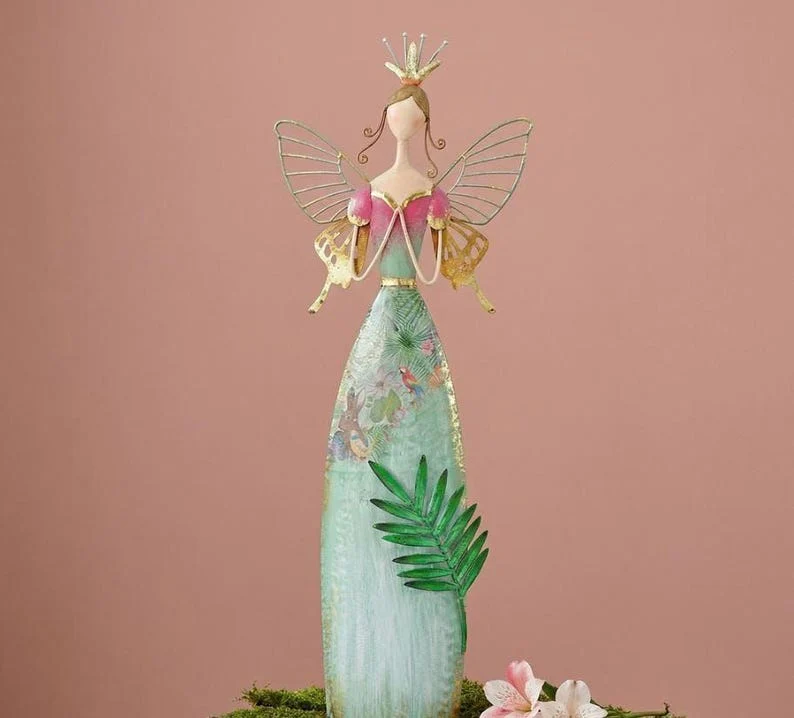 Whimsical Fairy Garden Metal Statues – Enchanted Angel Decor - Image 7