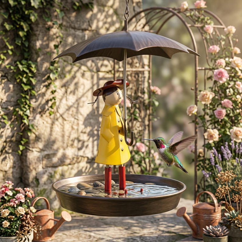 🔥Whimsical Umbrella Girl Bird Feeder, Cute Garden Decor & Perfect Gift for Bird Lovers - Image 2