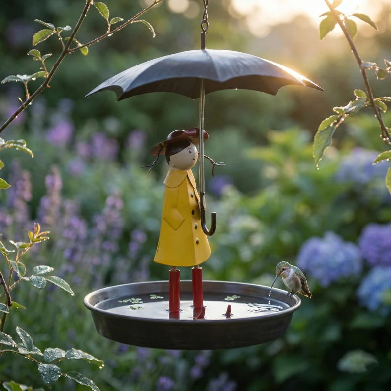 🔥Whimsical Umbrella Girl Bird Feeder, Cute Garden Decor & Perfect Gift for Bird Lovers - Image 3