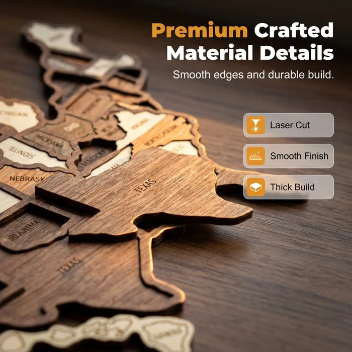 🔥Last Day 49% OFF -❤️Wooden USA Travel Map Puzzle🧩A Stylish Way to Track Your Journey & Memories - Image 2
