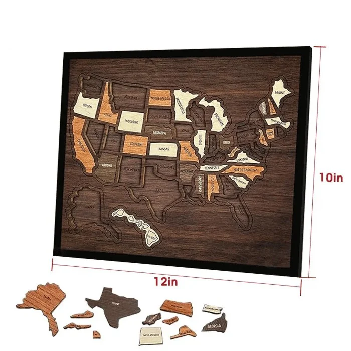 🔥Last Day 49% OFF -❤️Wooden USA Travel Map Puzzle🧩A Stylish Way to Track Your Journey & Memories - Image 3