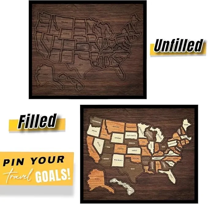 🔥Last Day 49% OFF -❤️Wooden USA Travel Map Puzzle🧩A Stylish Way to Track Your Journey & Memories - Image 4
