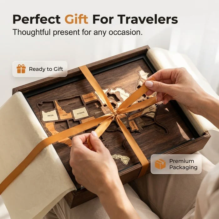 🔥Last Day 49% OFF -❤️Wooden USA Travel Map Puzzle🧩A Stylish Way to Track Your Journey & Memories - Image 6