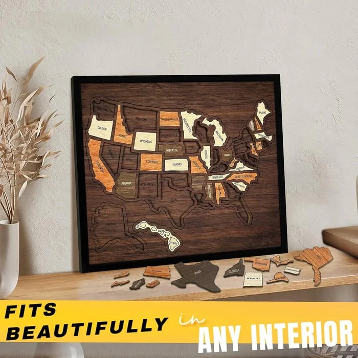 🔥Last Day 49% OFF -❤️Wooden USA Travel Map Puzzle🧩A Stylish Way to Track Your Journey & Memories - Image 7